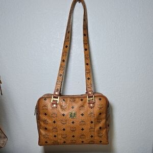 MCM Vintage Cognac Zip Top Shoulder Bag